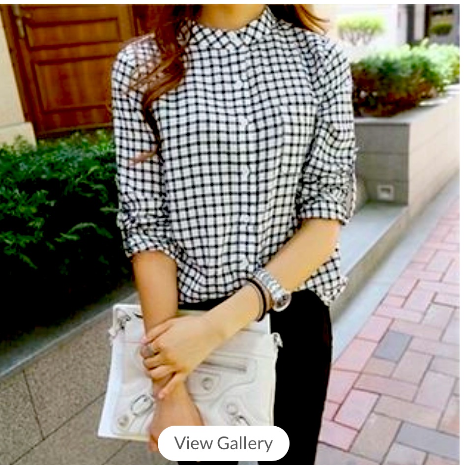 Euc Windowpane Button Down Blouse